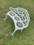 Patio Balcony Bench Double Seat, Anti-Rust Cast Aluminum Patio Garden Bench for Park Yard Outdoor Furniture White.1
