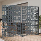 Casaphoria Metal Privacy Screen Outdoor, 72" H x 47" W Freestanding Decorative Privacy Screen for Patio Deck Balcony Garden with Stable Base, Drakgrey-Perilla