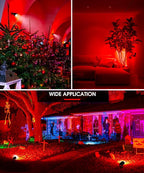 L LOHAS LED Red Spotlight Outdoor, Tree Spot Lights for Yard, Auto On/Off 5W 120V Landscape Lighting for House, Holiday, Christmas Decoration, 450LM IP66 Waterproof, UL Listed, 2 Pack