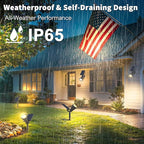 Solar Lights Outdoor Waterproof IP65,3000K Super Bright LED,2 Lighting Modes, Solar Powered Yard Garden Solar Spot Lights for Flag Landscape Auto On/Off-1 Pack
