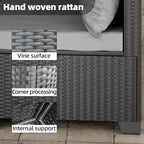 Skyfish 7 Pieces Patio Furniture Sofa - Outdoor Sectional Wicker Rattan Furniture with Cushion and Glass Table Patio Conversation Sets for Porch Poolside Backyard Outdoor Sofa Set Modular Sofa