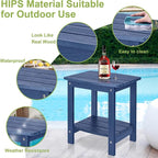 Y&M Outdoor Side Table, HIPS Adirondack Small Double Layer Table, Waterproof Square Outside Table, Balcony End Tables for Patio, Pool, Porch, Deck, Indoor or Outdoor Use, Navy Blue