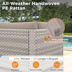10-Seat Modern Patio Furniture Set with Swivel Rocking Chairs, Thick 4″ Cushions, Dual-Strand Wicker Rattan, Rust-Resistant Steel Frame – Outdoor Conversation & Modular Sectional,Beige