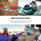 Double Hammock, Ripstop Nylon, 11 ft, Navy/Light Blue