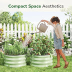 GreatBuddy 2x2x1 ft Round Galvanized Raised Garden Bed, Easy-Assembly Raised Bed with Anti-Cut Gloves & Tools, Rust-Proof Garden Bed for Outdoor, Vegetables, Herbs, Small Trees, Green