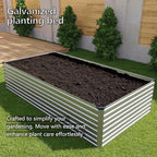 8x4x2FT Galvanized Raised Garden Bed Kit,Vegetable Plant Boxes-Rectangle Metal Flower Box,Large Planter Raised Beds Outdoor Garden for Planting,Fruit,Herb-Silver