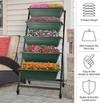 Raised Garden Beds - 5 Tier Vertical Garden Planter - Planters for Outdoor Plants - Gardening and Greenhouse Accessories by Pure Garden (Green)