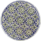 JONATHAN Y TBL1025A Lula 17.25" Suzani Ceramic Indoor/Outdoor Garden Stool, Blue/Green, Classic, Coastal, Bohemian, Traditional, Mediterranean, Cottage for Living Room, Garden, Outdoor, Home