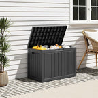 Outdoor Storage Box, Resin Deck Boxes Indoor and outdoor, Waterproof Storage Box Lockable Lid (Black, 45 Gallon)