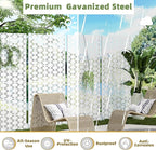 Casaphoria Metal Privacy Screen Outdoor, 72" H x 47" W Freestanding Decorative Privacy Screen for Patio Deck Balcony Garden with Stable Base, White-Brick