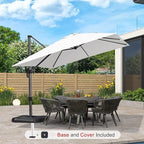PURPLE LEAF 10'×10' Patio Umbrella with Base and Cover Outdoor Large Offset Cantilever Umbrella Heavy Duty Sun Umbrella for Garden Deck Pool Patio White