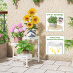 3 Tiered Tall Plant Stand Indoor Outdoor, Metral Plant Shelf for Corner Display Rack, Multi-Tier Folding Planter Pot Holder Flower Stand for Living Room Balcony Garden Patio - WhiteWave