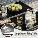 Tangkula 9 Piece Patio Dining Set, Rattan Chairs with Tempered Glass Table & Ottoman, Space Saving Wicker Sectional Conversation Set with Removable Cushions, Outdoor Furniture for Backyard Garden Deck