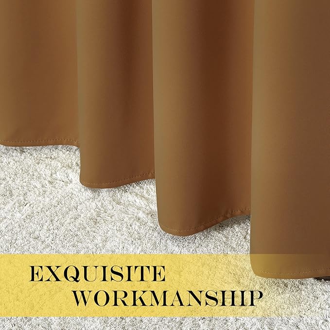NICETOWN Blackout Curtains for Sliding Glass Door Room Divider Noise Reduce Curtain Panel Portable Window Screen Sliding Partition, W100 x L102 inches, 1 Panel, Gold Brown