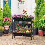 OYEAL Raised Garden Bed 32" Tall Elevated Planter Boxes with Trellis & Legs, Standing Herb Garden Planter Outdoor for Gardening, Vegetables, Flowers, Herbs, Backyard, Black