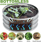 2Pcs 2X2X1ft Round Raised Garden Bed Kit,Galvanized Raised Garden Beds Outdoor, Metal Planter Box Steel Kit Flower Herb,Vegetables..Galvanized