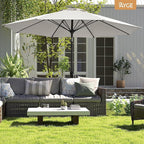 Ayge 9FT Large Outdoor Patio Umbrella Market Table Umbrella-UV Resistant, Easy Push Button Tilt and Crank, 8 Sturdy Fiberglass Ribs Heavy-Duty Pool Umbrella for Deck, Backyard,Garden,Light Grey