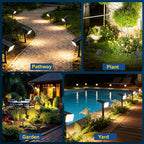 LANSOW 12 Pack Solar Spot Lights Outdoor Waterproof IP67, (90 LED/4 Modes) Solar Landscape Spotlights, 2-in-1 Solar Powered Flood Lights for Yard Garden Pathway Outside Tree, Auto ON/Off(Warm White)