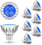 ALIDE MR16 GU5.3 Blue Led Bulbs 5W,20W 35W 50W Halogen Equiv,Low Voltage 12V MR16 Blue Color Bulb Spotlights for Outdoor Landscape Flood Yard Garden Tree Pool Step Lighting,Not Dimmable,38 Deg,6 Pack