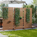 Casaphoria Metal Privacy Screen Outdoor, 72" H x 35" W Freestanding Decorative Privacy Screen for Patio Deck Balcony Garden with Stable Base, Brown-Benjamin