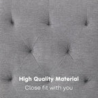 Tufted Soft Chaise Lounge Chair for Bedroom, Linen Rivets Chaise Lounge Indoor, Armless Upholstered Chaise Couch Chair for Living Room with Square Cushions and Solid Wood Legs, Gray
