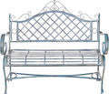 Safavieh PAT5017C Outdoor Collection Abner Antique Blue Wrought Iron 46-inch Garden Bench