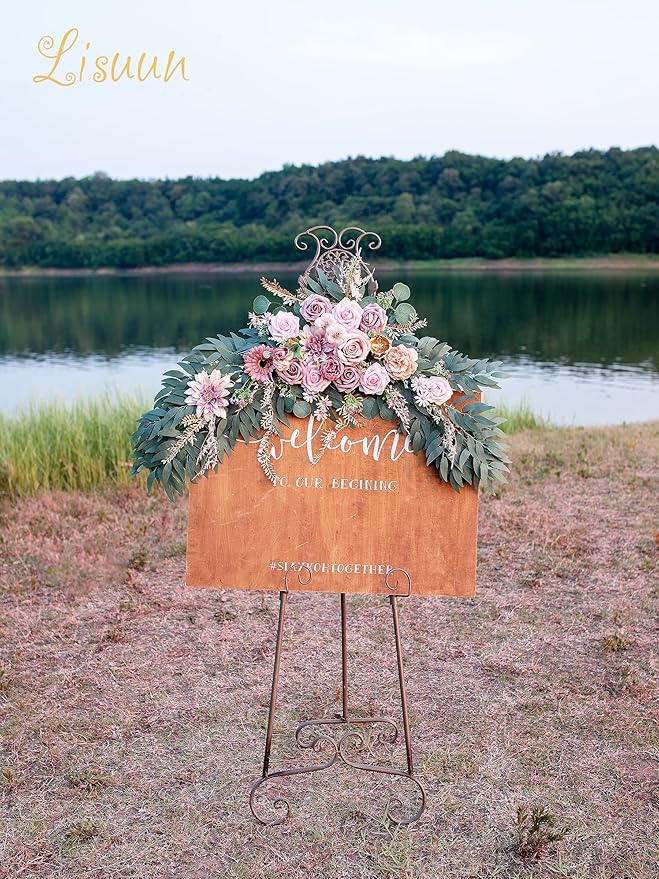 Artificial Silk Flowers, Dust Pink Wedding Arch Floral Swag Set