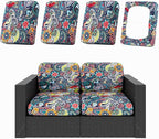 Cushion Covers for Patio Furniture, Paisley Stretch Fit, Machine Washable