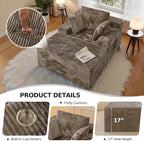 CHORRO67 Chaise Lounge Chair Indoor,Oversized Boneless Single Sleeeper Couch Bed,Corduroy Cloud Sofa with 3 Soft Pillows for Livingroom,Bedroom,No Assembly,(Khaki)