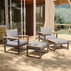Sundale Outdoor 2 Pieces Aluminum Patio Ottoman, Outdoor Footstool with Sandwich Foam Cushions, Olefin Fabric, Small Metal Outdoor Chairs for Deck, Backyard, Porch (Grey)