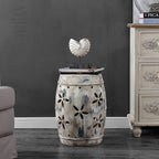Safavieh Outdoor Collection Ilia Antiqued Cream Garden Stool