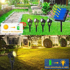 T-SUNUS Solar Christmas Spotlight Outdoor Warm White 3000K, 4-in-1 Spot Lights IP65 Waterproof 9.8ft Cable 5W Separated Panel, Auto On/Off for Garden Flag Tree Patio Yard Driveway Pathway Halloween