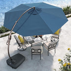 Grand patio 12 FT Sunbrella Cantilever Umbrella with Base Outdoor Aluminum Offset Umbrella with Tilt Adjustment (Sapphire Blue, 12 FT-SUNBRELLA)
