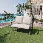 HOMREST Outdoor Loveseat Aluminum Patio Furniture Sofa, All-Weather Metal Outdoor Couch with Cushions, Beige