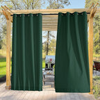 NICETOWN Canvas Outdoor Curtains for Christmas 2 Panels, Dark Green, W52 x L84 per Panel - Waterproof & Windproof Sun Shades with Grommet & Back Tab & Rod Pocket, Free Rope for Bottom Fixing