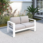 Solaste Outdoor Loveseat Aluminum Patio Furniture Sofa, All-Weather Metal Outdoor Couch with Cushions,Light Grey