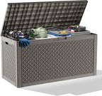 New 100 Gallon Outdoor Storage Box, Resin Deck Boxes Waterproof, Indoor Outdoor by GGYI