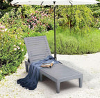 Nestl Patio Chairs - Grey Chaise Lounge Chair Outdoor, 5-Position Adjustable Sun Tanning Chair, Waterproof Pool Lounge Chairs, Reclining Lawn Chair, Lightweight Outdoor Lounge Chairs