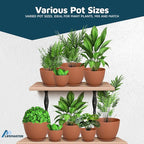 Terracotta Plant Pots with Drainage Holes & Saucers 10 Pack, Indoor & Outdoor Stackable Space-Saving Planters for Houseplants & Flowers, (7", 6.7", 6", 5.3", and 4.8" Inches), Durable & Weatherproof