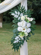 Artificial Flower Swag for Wedding Arch, Ivory Peony and Rose Silk Decor