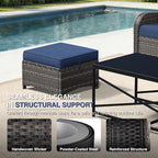 Joyside Outdoor Ottoman Set of 2, Patio Large Ottoman Foot Rest with Thickened Cushions, Outdoor Wicker Foot Stool for Porch, Deck Use
