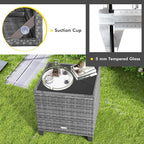 Tangkula 3 Pieces Patio Furniture Set, Outdoor PE Rattan Conversation Chair Set with Tempered Glass Side Table and Removable Cushions, PE Wicker Chairs and Table Set for Porch, Balcony and Garden
