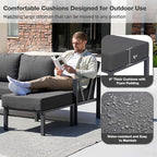 Outdoor Furniture Set, Patio Couch Sectional with Ottoman, 3 Pieces Outdoor Patio Sofa Set Deep Seating with 6" Thick Cushions, Dark Grey