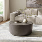 Modway Brion 34 Inch Round Concrete Coffee Table – Indoor/Outdoor Tapered Cylinder Coffee Table – Low Center Table for Living Room or Patio in Gray