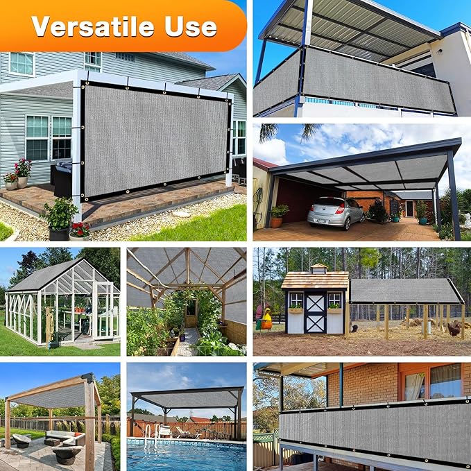 Artpuch Outdoor Pergola Shade Cover 10x22 FT Sun Shade Cloth with Grommets Light Grey 90% UV Protection Canopy Patio Privacy Screen (Customized Available)