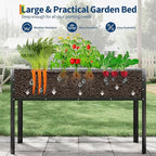 Galvanized Raised Garden Bed with Legs, 50×17×32 in Large Elevated Planter Box for Outdoor Plants, Sturdy Metal Raised Garden Beds for Vegetables, Flowers & Herbs, Backyard, Patio, Black