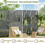 Casaphoria 72" H x 47" W Metal Privacy Screen, Outdoor Freestanding Decorative Divider for Patio, Deck, Balcony, and Garden with Stable Base, Black-Frederick