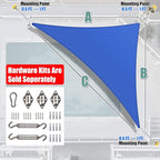 Amgo Custom Size 13' x 18' x 22.2' Blue Right Triangle Sun Shade Sail Order to Make Canopy Awning UPF50+ AGSLT, 95% UV Blockage, Water & Air Permeable, 200GSM Commercial Standard (We Customize)
