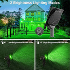 Green Solar Spot Lights Outdoor, 2 Pack Solar Landscape Spotlights IP65 Waterproof 9.8ft Cable, Auto On/Off Outdoor Wall Lights for Garden Yard Driveway Porch Walkway Pool (1-in-1)