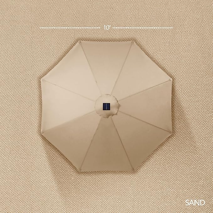 Best Choice Products 10ft Solar LED Offset Cantilever Hanging Market Patio Umbrella, Smooth 360° Rotation, 8 Sturdy Ribs, Easy Adjustment - Sand